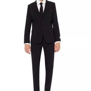 OppoSuits Black Kids Formal Suit Set with White Shirt and Black Tie